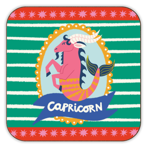 Capricorn Star Sign Design - personalised beer coaster by AbiGoLucky