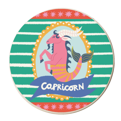 Capricorn Star Sign Design - personalised beer coaster by AbiGoLucky