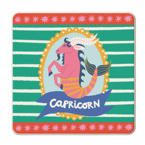 Capricorn Star Sign Design - personalised beer coaster by AbiGoLucky