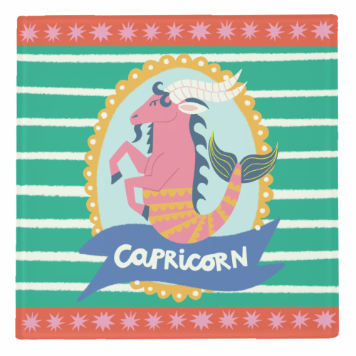 Capricorn Star Sign Design - personalised beer coaster by AbiGoLucky