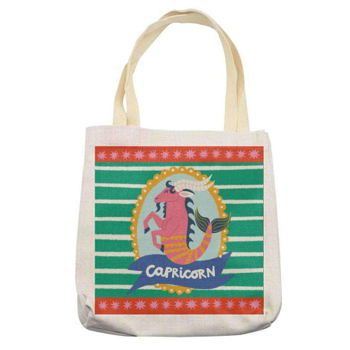 Capricorn Star Sign Design - printed canvas tote bag by AbiGoLucky