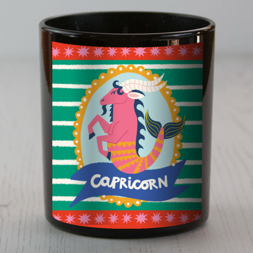 Capricorn Star Sign Design - scented candle by AbiGoLucky