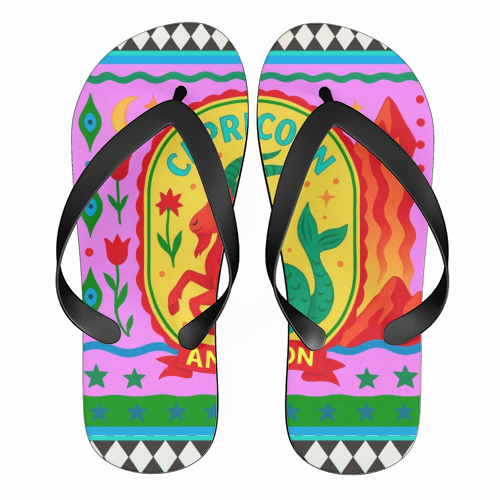 CAPRICORN STAR SIGN - funny flip flops by Wallace Elizabeth