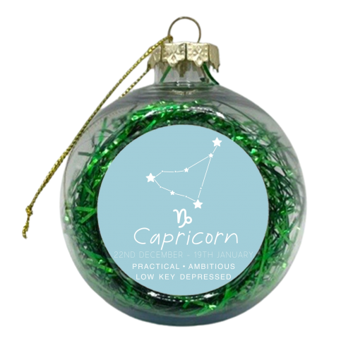 Capricorn traits print - xmas bauble by The Girl Next Draw