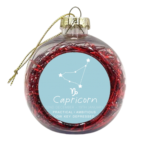 Capricorn traits print - xmas bauble by The Girl Next Draw