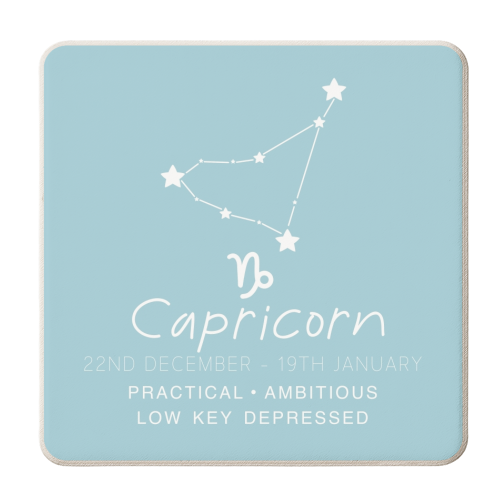 Capricorn traits print - personalised beer coaster by The Girl Next Draw