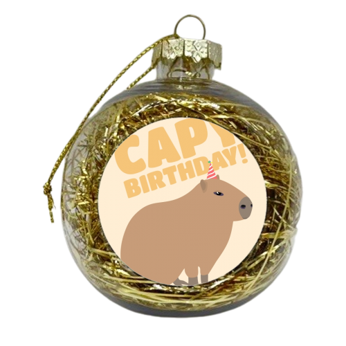 Capy Birthday Capybara Animal Funny Pun Fan Card - xmas bauble by Jon Plant
