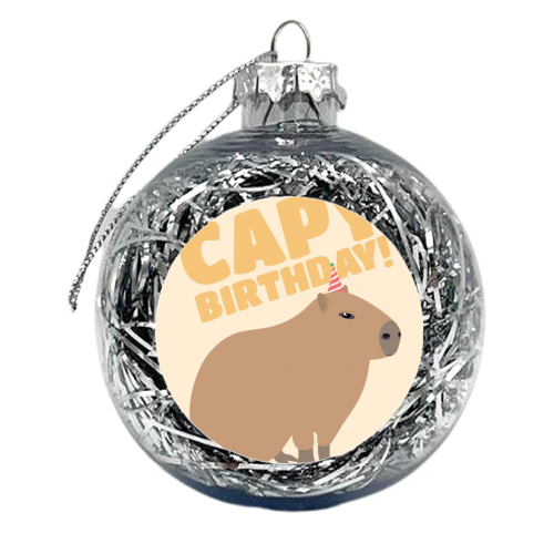 Capy Birthday Capybara Animal Funny Pun Fan Card - xmas bauble by Jon Plant