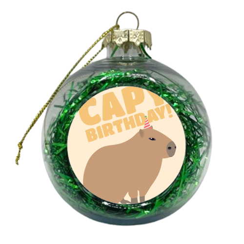 Capy Birthday Capybara Animal Funny Pun Fan Card - xmas bauble by Jon Plant