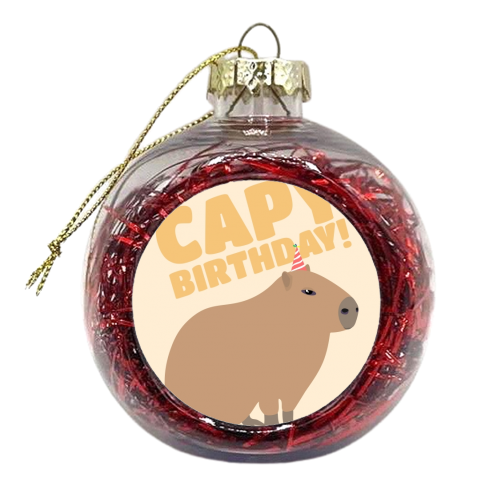 Capy Birthday Capybara Animal Funny Pun Fan Card - xmas bauble by Jon Plant