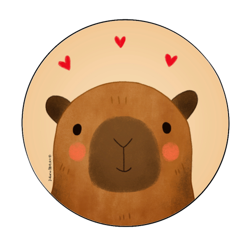 Capybara in love - Circle Sticker by Juliana Motzko