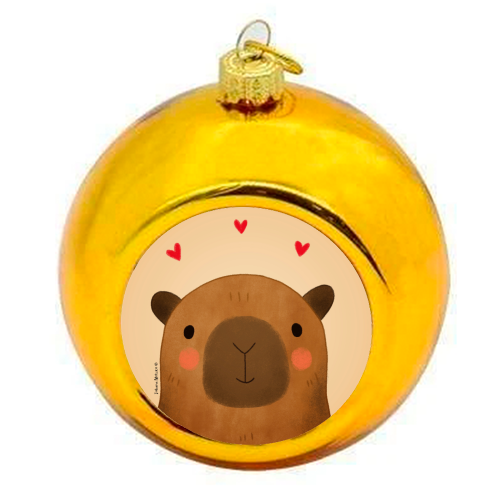 Capybara in love - colourful christmas bauble by Juliana Motzko