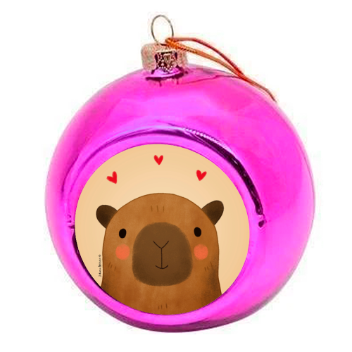 Capybara in love - colourful christmas bauble by Juliana Motzko
