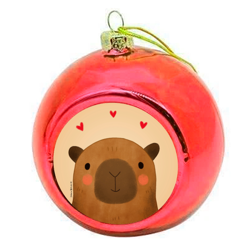 Capybara in love - colourful christmas bauble by Juliana Motzko