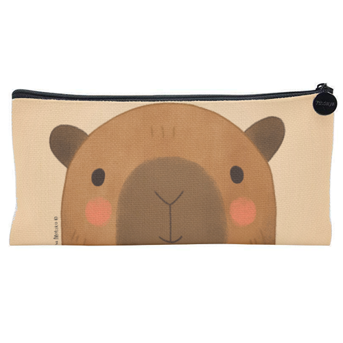 Capybara in love - flat pencil case by Juliana Motzko