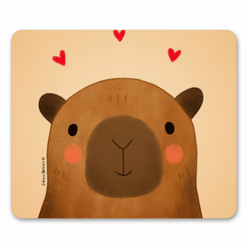 Capybara in love - mouse mat by Juliana Motzko