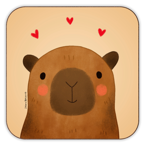 Capybara in love - personalised beer coaster by Juliana Motzko