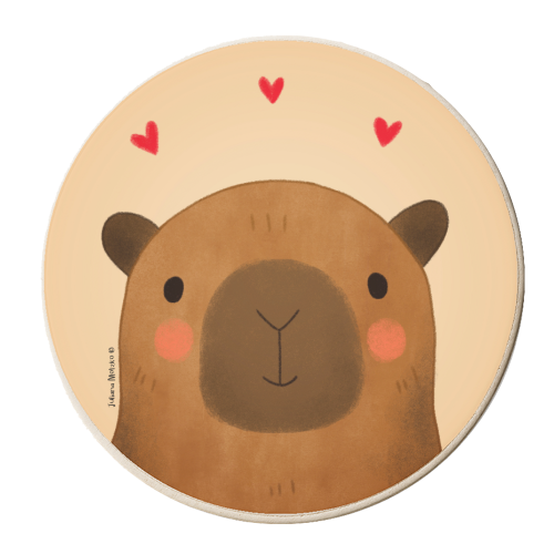 Capybara in love - personalised beer coaster by Juliana Motzko
