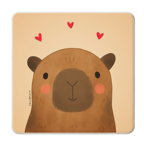 Capybara in love - personalised beer coaster by Juliana Motzko