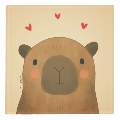Capybara in love - personalised beer coaster by Juliana Motzko