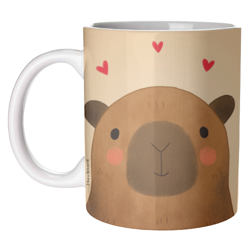 Capybara in love - unique mug by Juliana Motzko