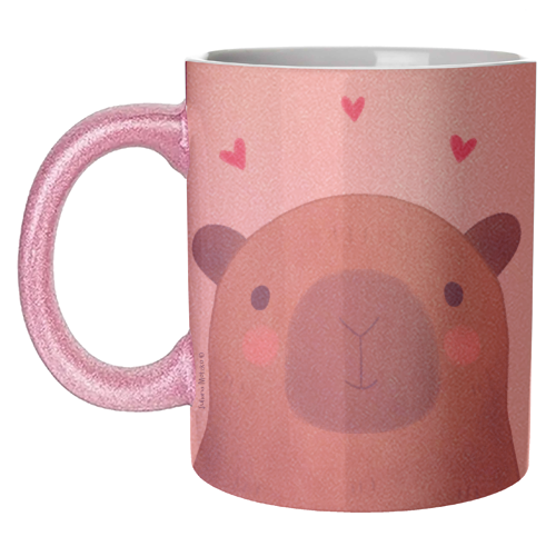 Capybara in love - unique mug by Juliana Motzko