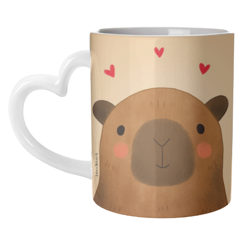 Capybara in love - unique mug by Juliana Motzko