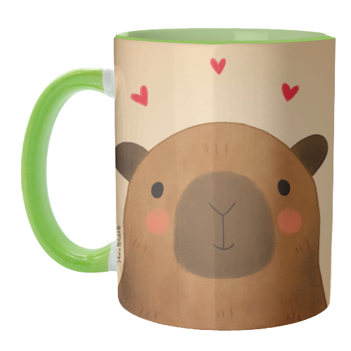 Capybara in love - unique mug by Juliana Motzko