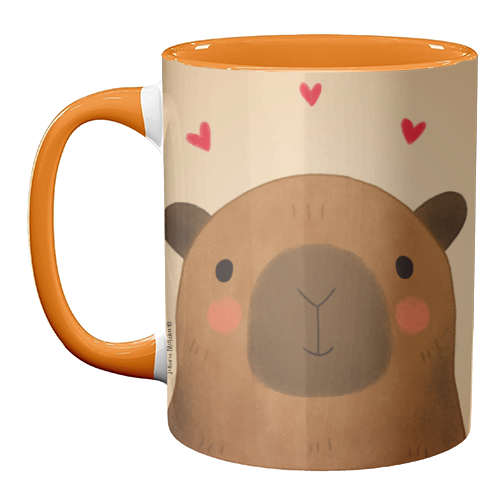 Capybara in love - unique mug by Juliana Motzko