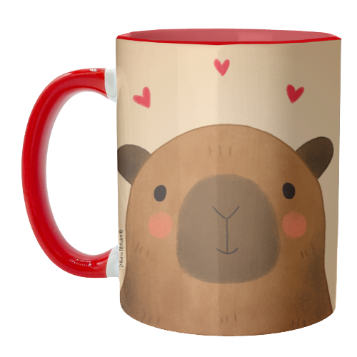 Capybara in love - unique mug by Juliana Motzko