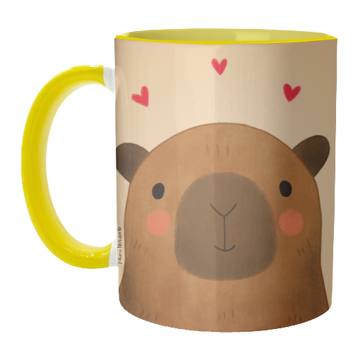 Capybara in love - unique mug by Juliana Motzko
