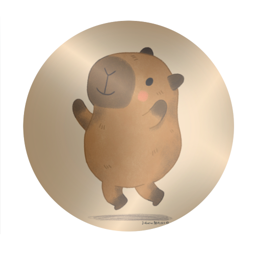 Capybara jumping - Circle Sticker by Juliana Motzko