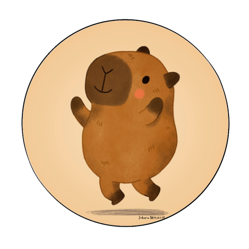 Capybara jumping - Circle Sticker by Juliana Motzko