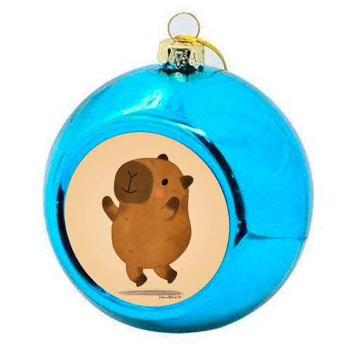 Capybara jumping - colourful christmas bauble by Juliana Motzko