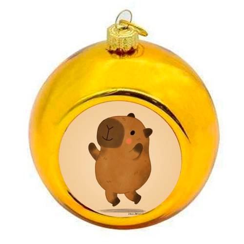 Capybara jumping - colourful christmas bauble by Juliana Motzko