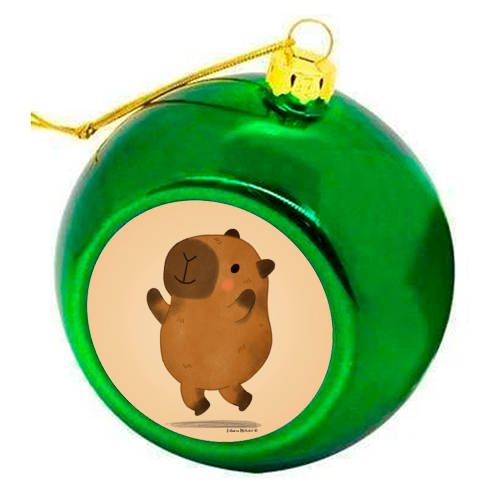 Capybara jumping - colourful christmas bauble by Juliana Motzko