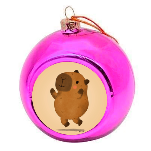 Capybara jumping - colourful christmas bauble by Juliana Motzko