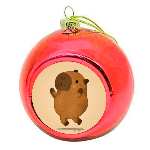 Capybara jumping - colourful christmas bauble by Juliana Motzko