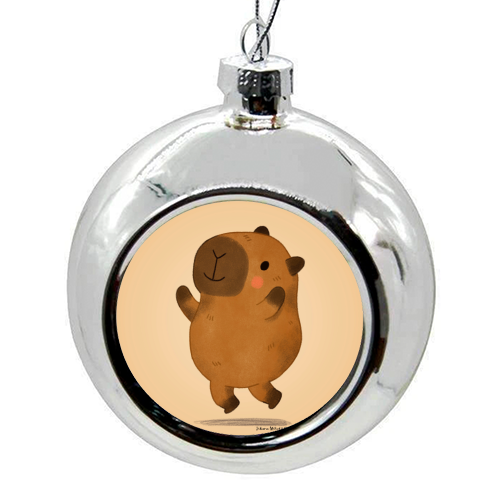 Capybara jumping - colourful christmas bauble by Juliana Motzko