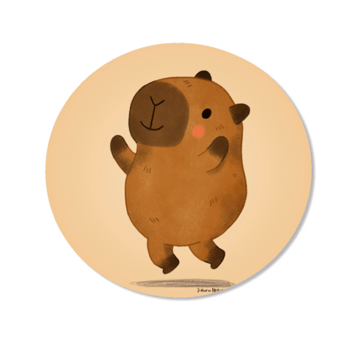 Capybara jumping - Magnet by Juliana Motzko