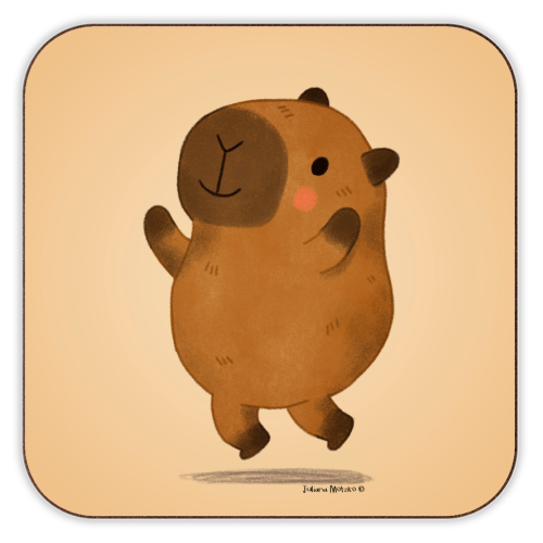 Capybara jumping - personalised beer coaster by Juliana Motzko