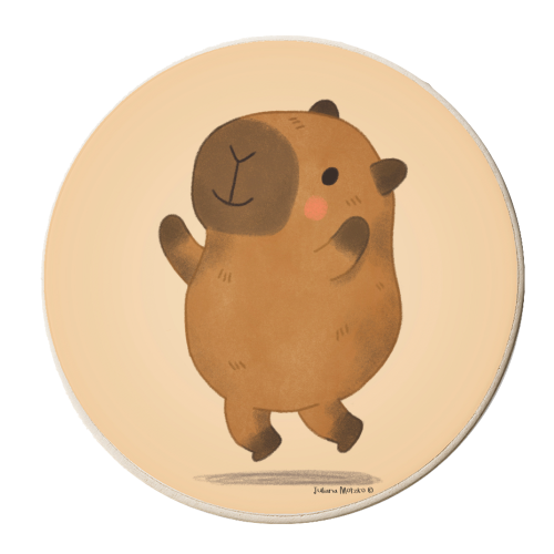 Capybara jumping - personalised beer coaster by Juliana Motzko