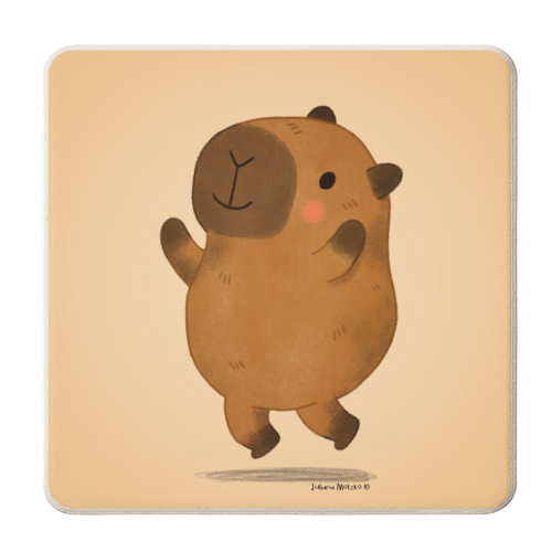 Capybara jumping - personalised beer coaster by Juliana Motzko