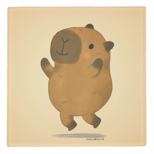 Capybara jumping - personalised beer coaster by Juliana Motzko