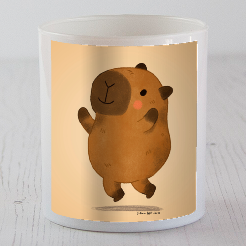 Capybara jumping - scented candle by Juliana Motzko