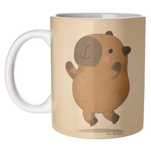 Capybara jumping - unique mug by Juliana Motzko