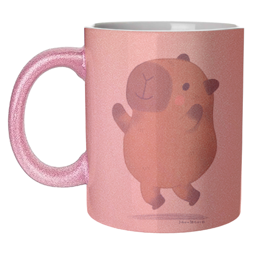 Capybara jumping - unique mug by Juliana Motzko