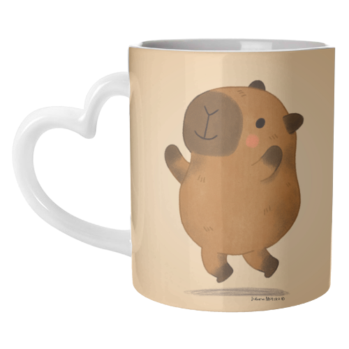Capybara jumping - unique mug by Juliana Motzko