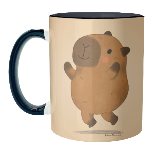 Capybara jumping - unique mug by Juliana Motzko