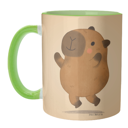 Capybara jumping - unique mug by Juliana Motzko